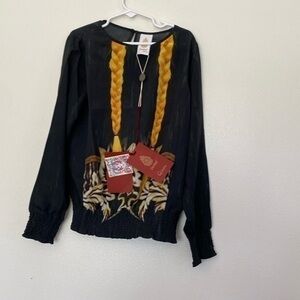 Dondup queen Linea long sleeve golden braid keyhole back shirt girls 8